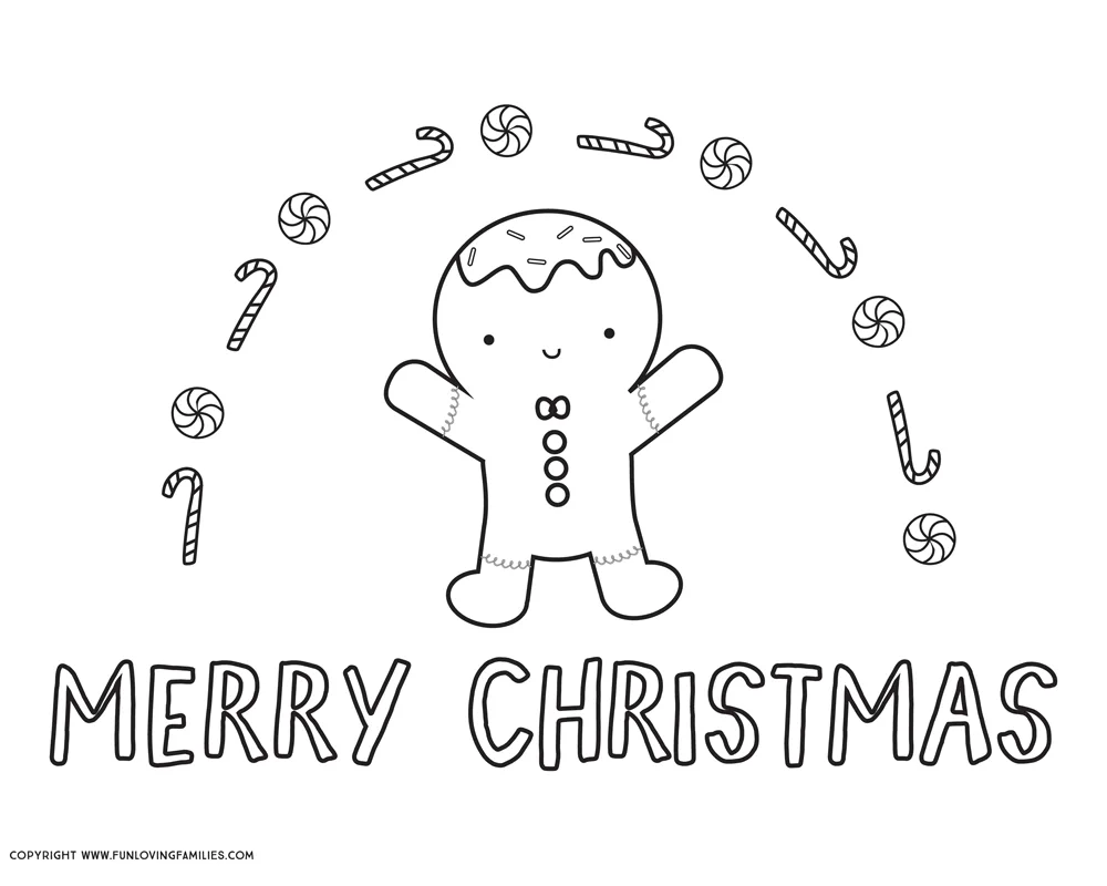 Merry Christmas Gingerbread man coloring page