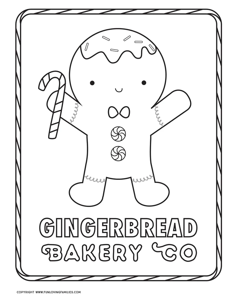 gingerbread man christmas coloring page