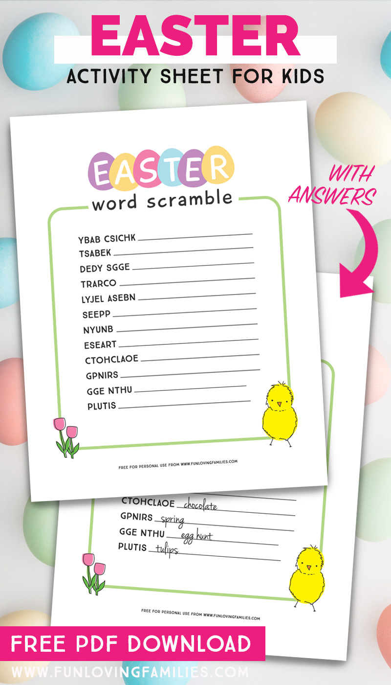 printable Easter word scramble PDF