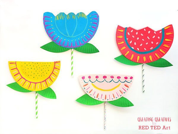 bright and colorful paper plate flowers