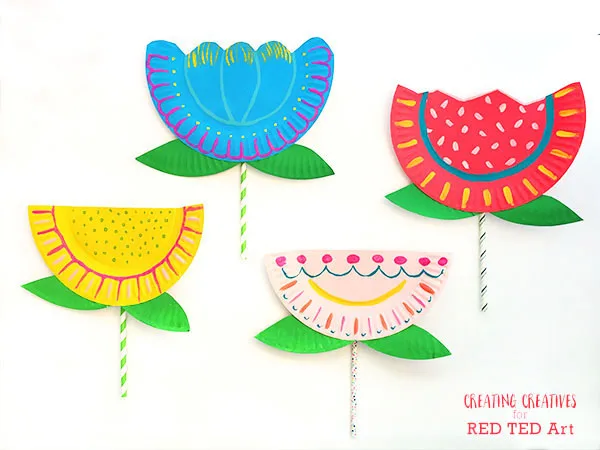 bright and colorful paper plate flowers