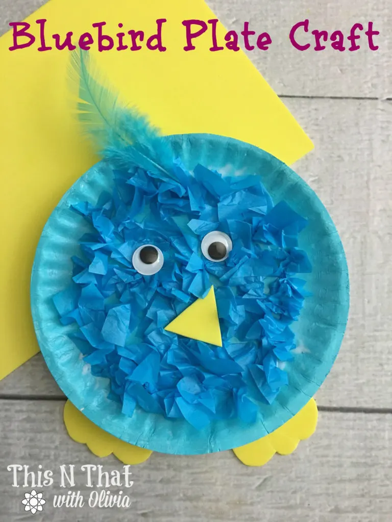 paper plate bluebird spring kids craft