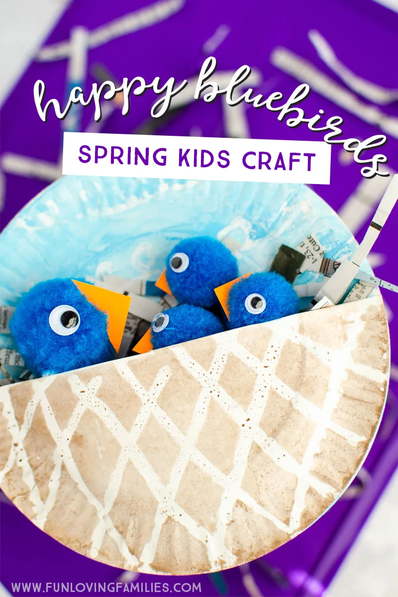 cute bluebirds in nest spring kids craft