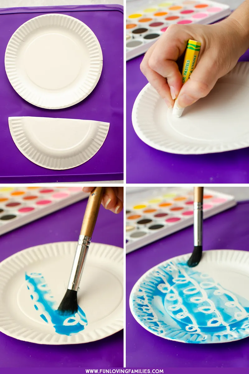 painting the paper plate bird nest sky background