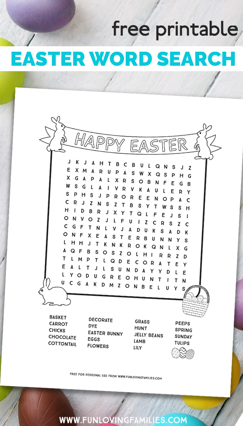 printable Easter word search sheet for kids