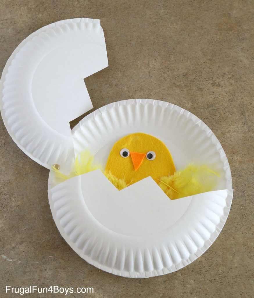 hatching chick paper plate craft for spring
