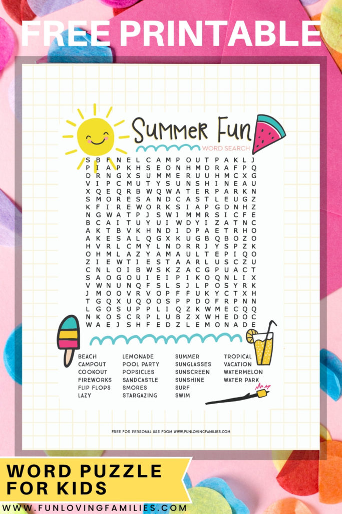 Summer Word Search Free Printable Activity Fun Loving Families
