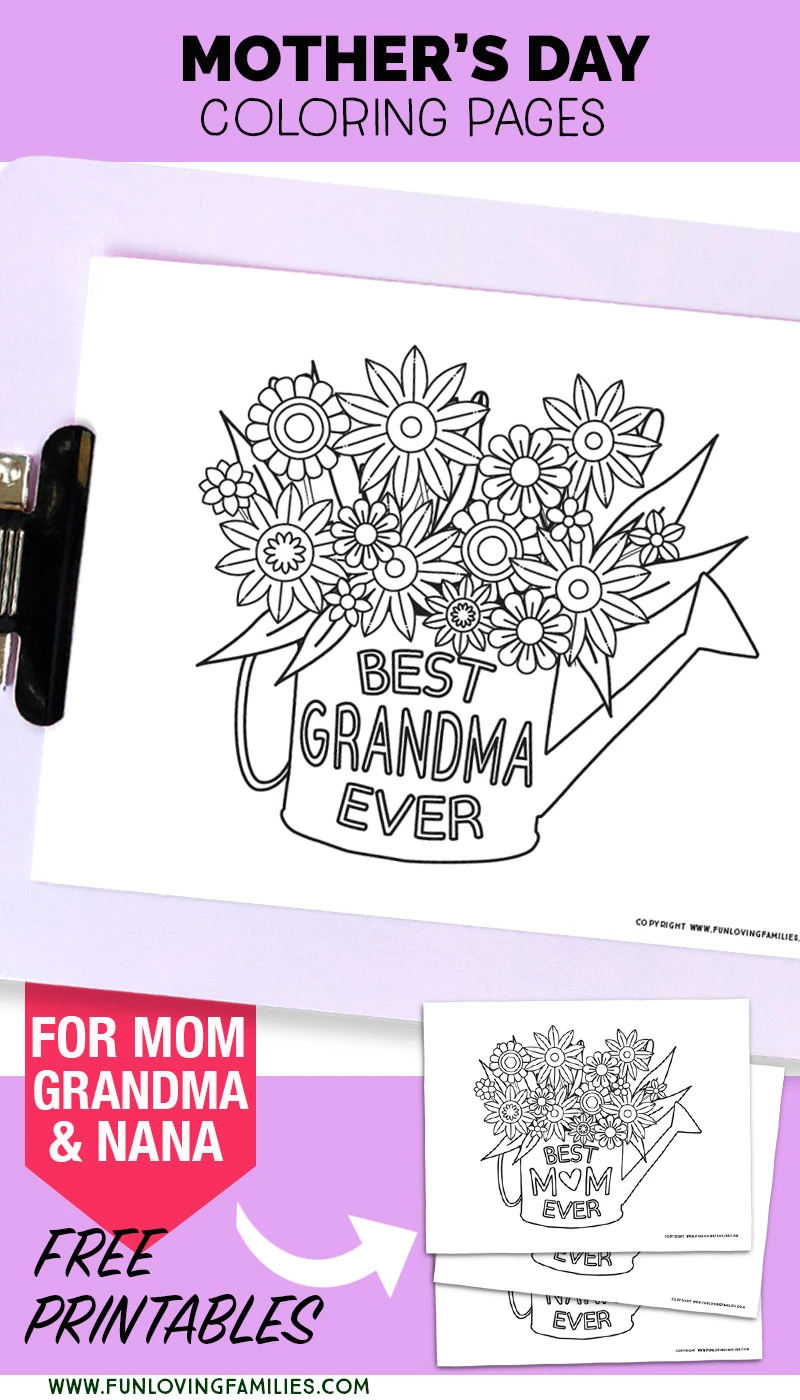 Mother's Day coloring pages for Grandma, Mom, and Nana