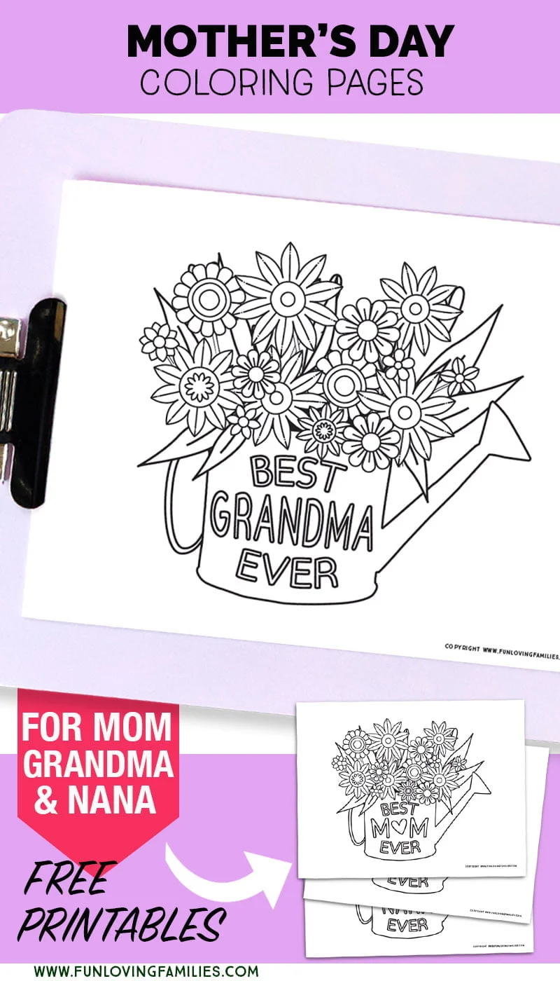 Mother's Day coloring pages for Grandma, Mom, and Nana