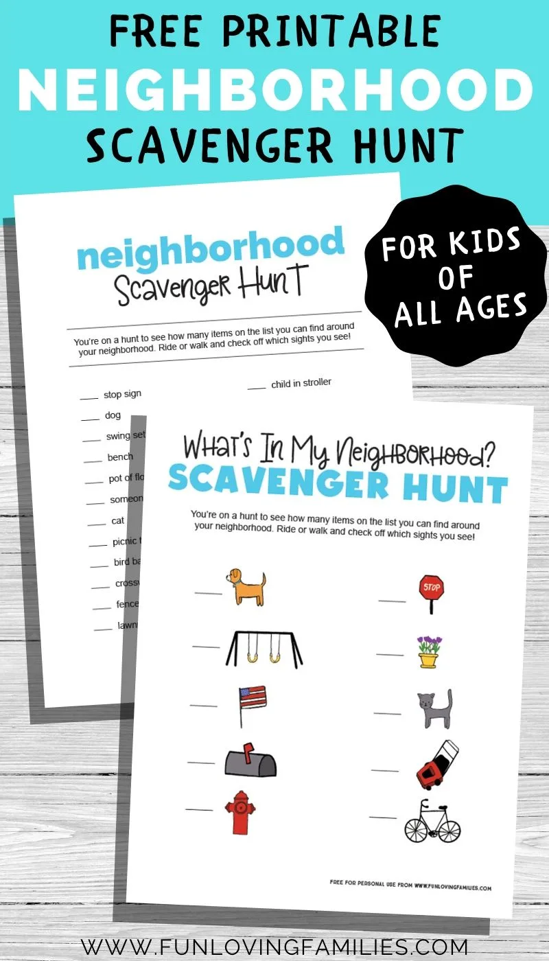 printable neighborhood scavenger hunt