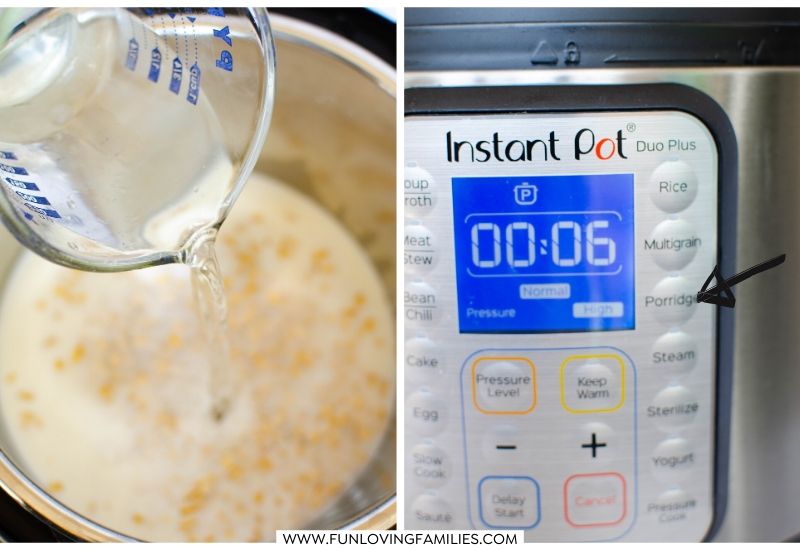 instant pot oatmeal steps 3 and 4