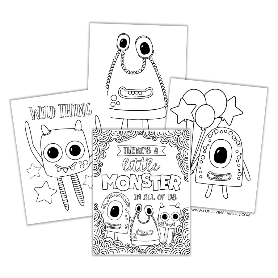 Monster Coloring Pages 4 Cute And Silly Monsters For Kids Free Printables Fun Loving Families
