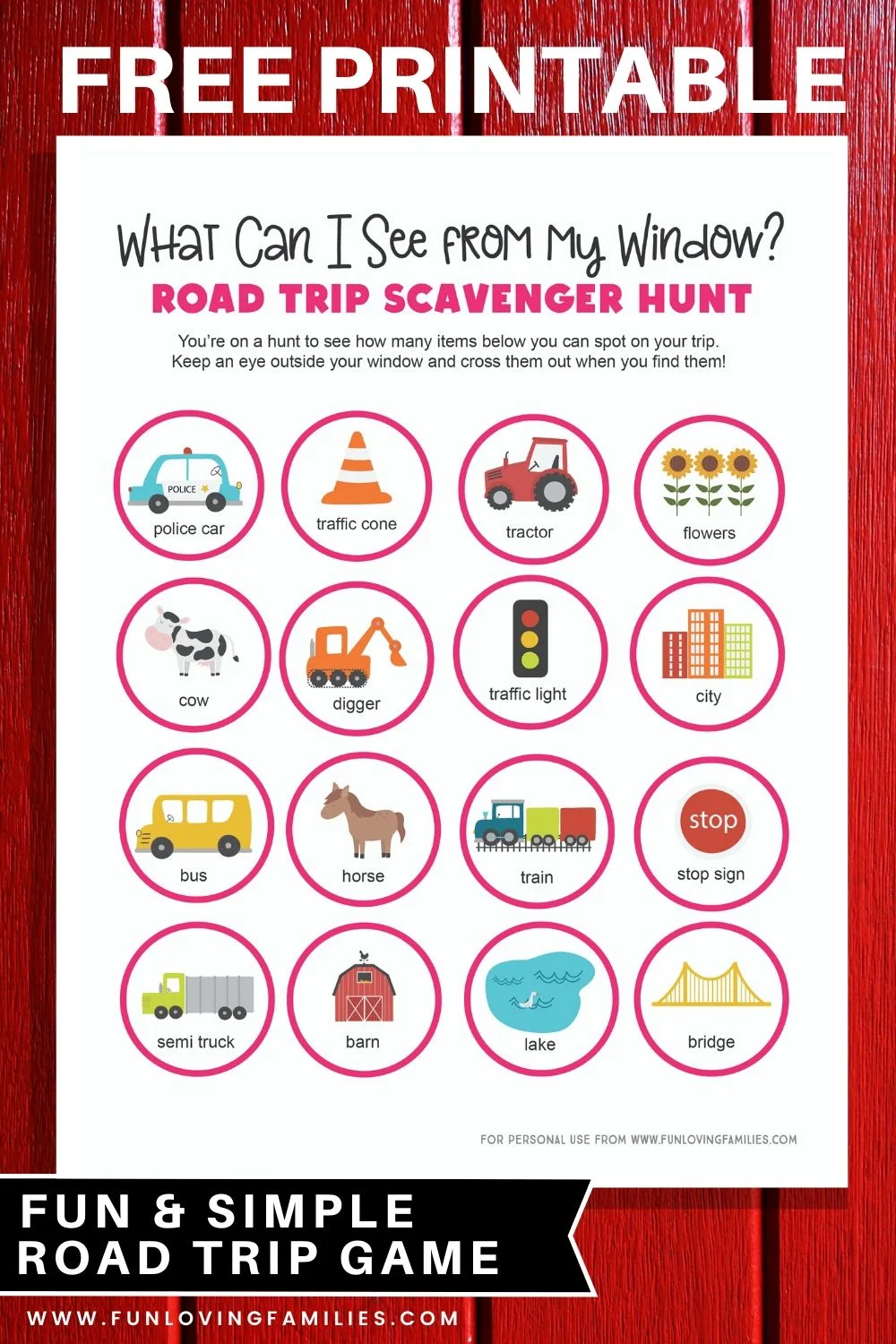 Road Trip Scavenger Hunt printable