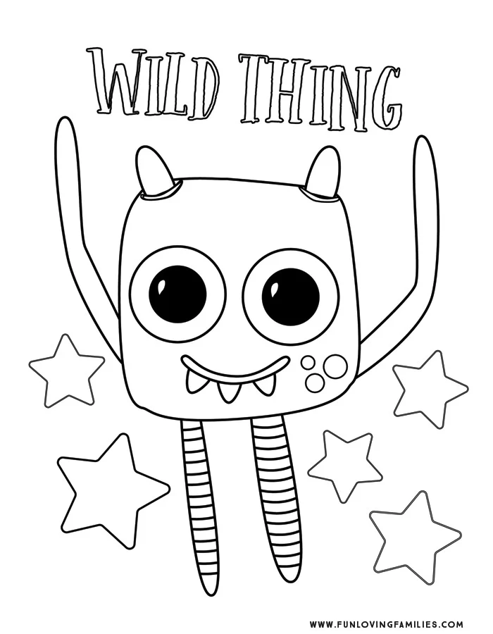 wild thing monster coloring page printablee