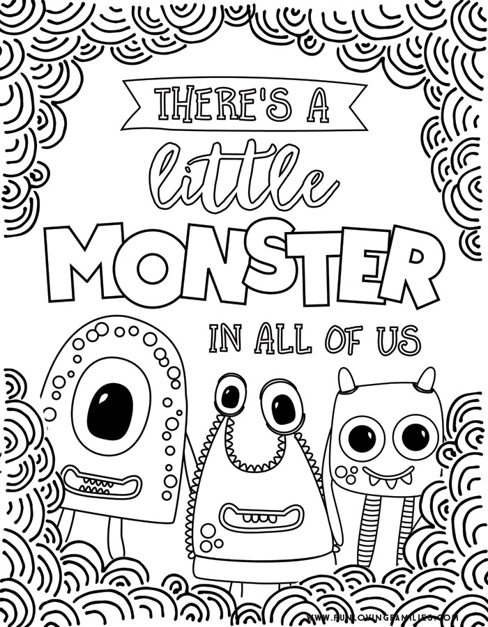 funny monsters coloring page pdf