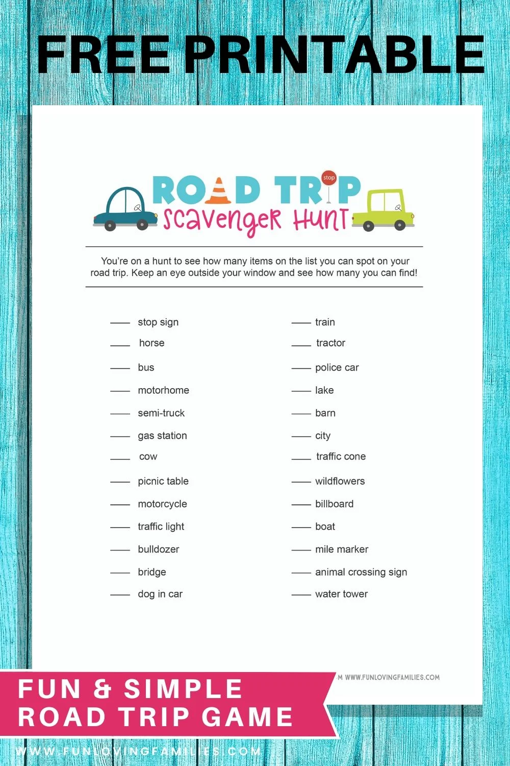 Road Trip Scavenger Hunt for bigger kids