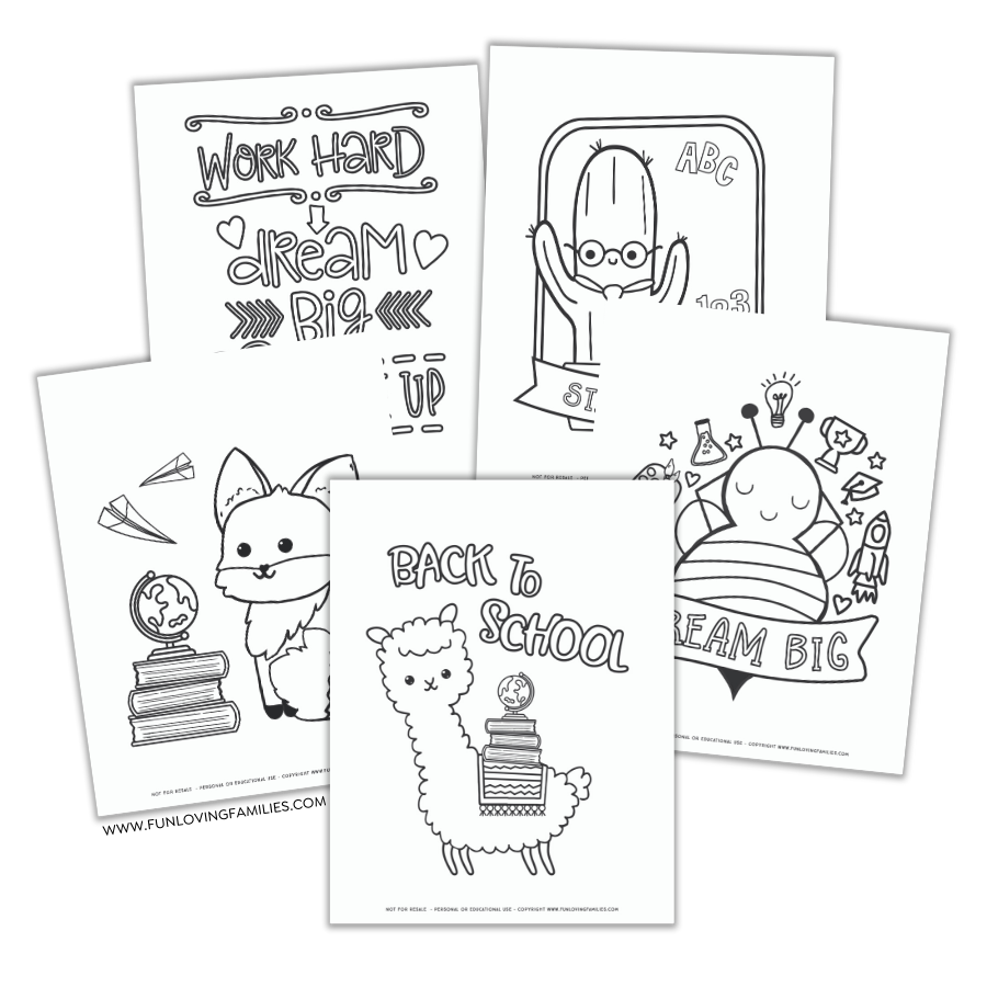 set of back to school coloring pages for kids with different pictures 