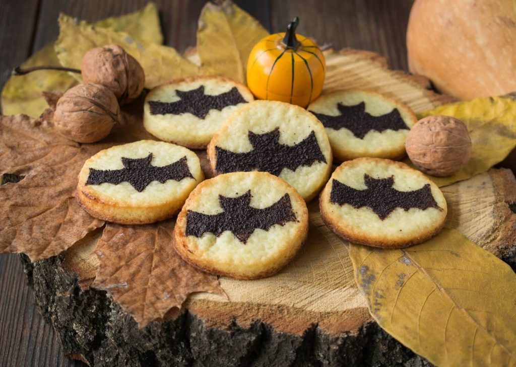 sugar cookies with bat stencils