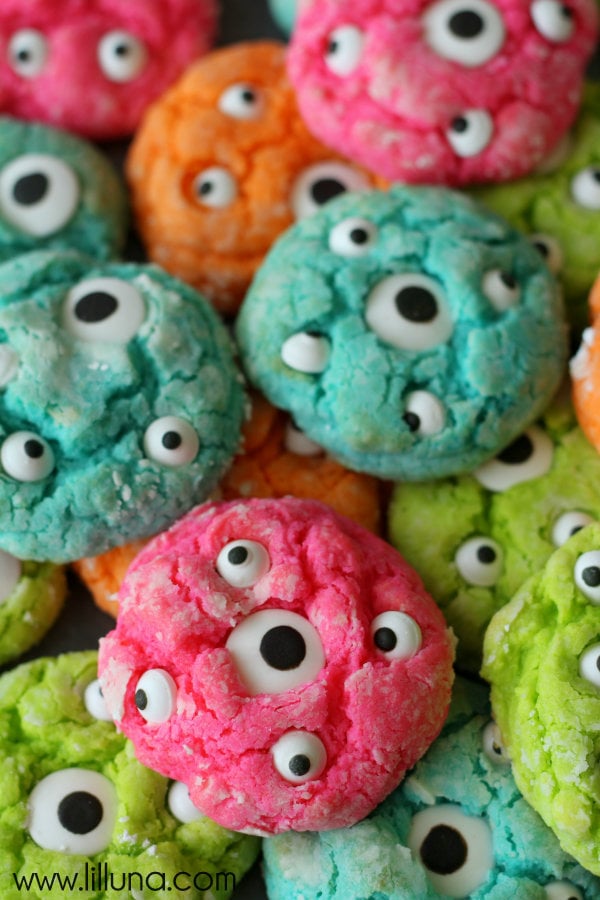 colorful cookies with eyeballs