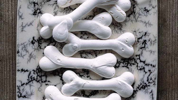 tray of meringue bone cookies