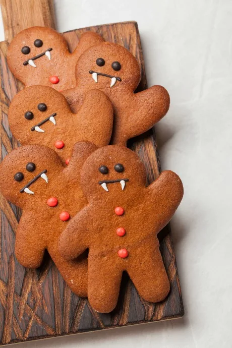tray of gingerbread men vampire cookies
