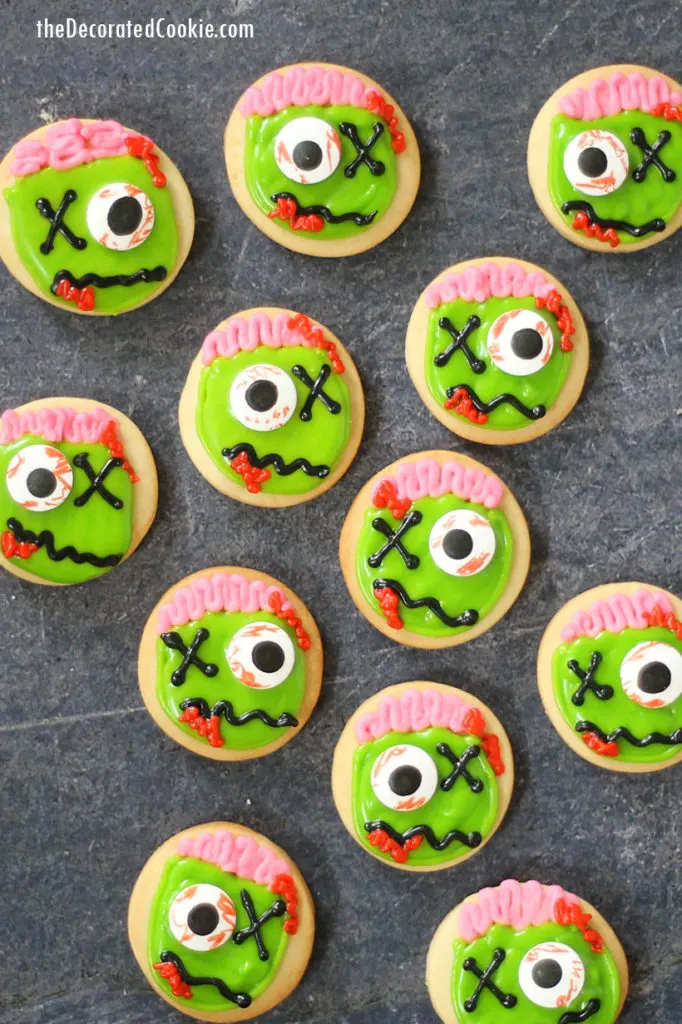 small zombie decorated cookies
