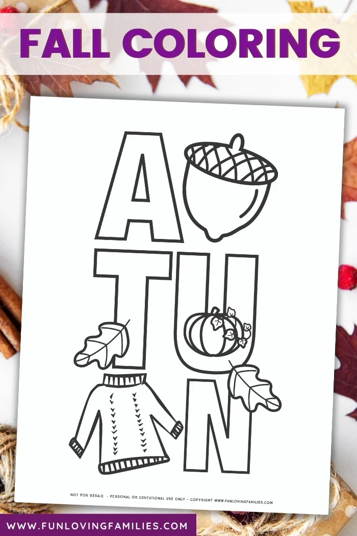 autumn coloring page printable for fall