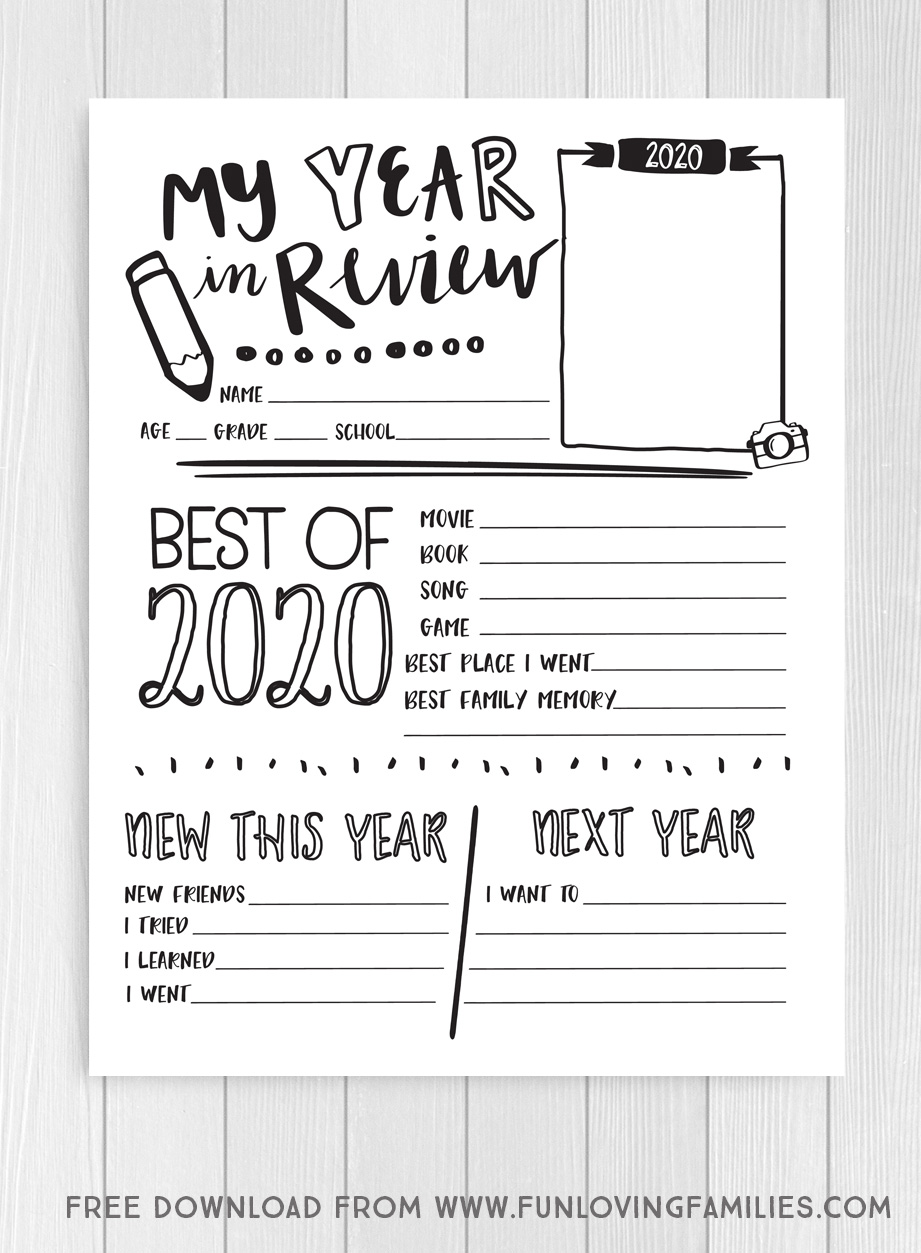 2020 Year In Review Printable For Kids Fun Loving Families