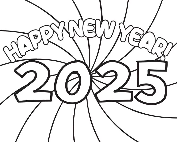 simple New Year coloring sheet for kids