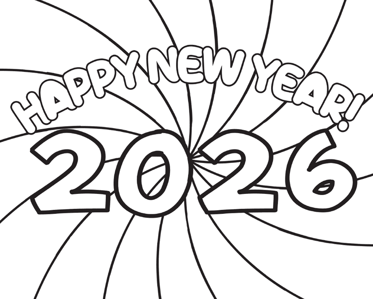 simple New Year coloring sheet for kids