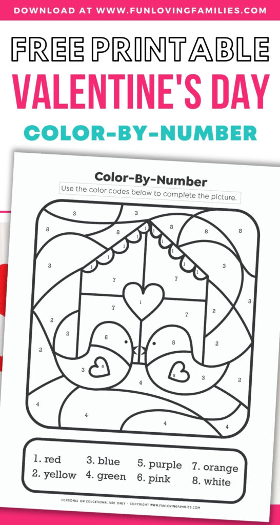 Valentine's Day Color By Number Free Printable PDF Fun Loving Families