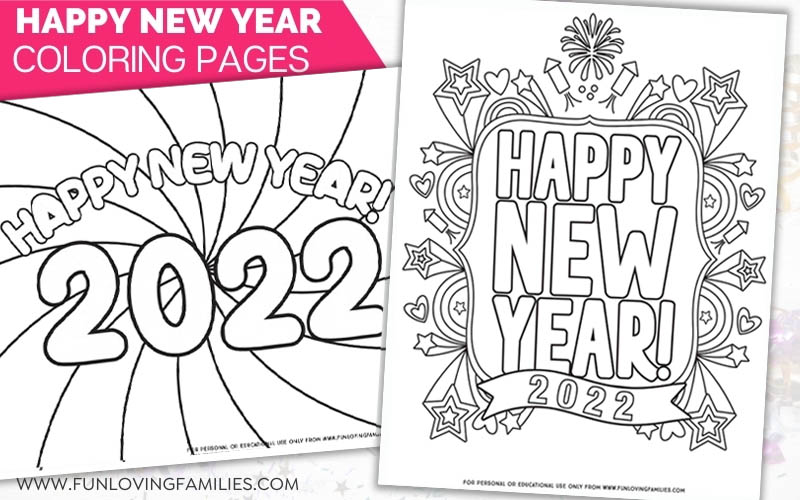 Happy New Year coloring pages for 2022