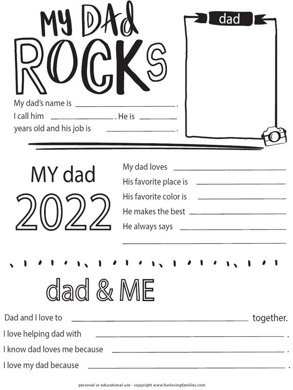 Father's day questionnaire printable