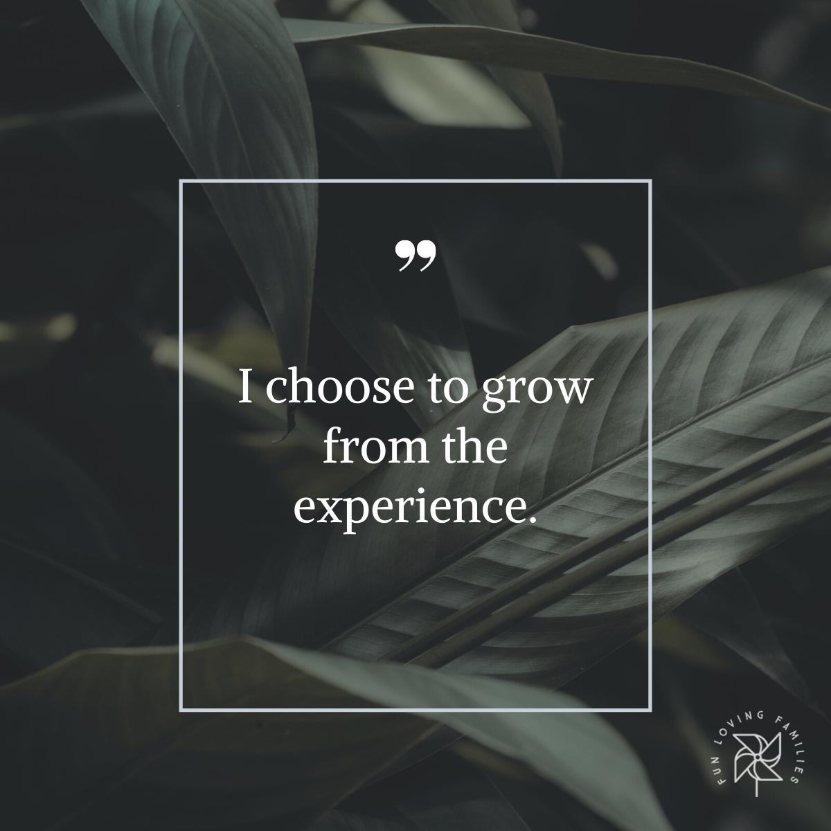 I choose to grow from the experience affirmation image