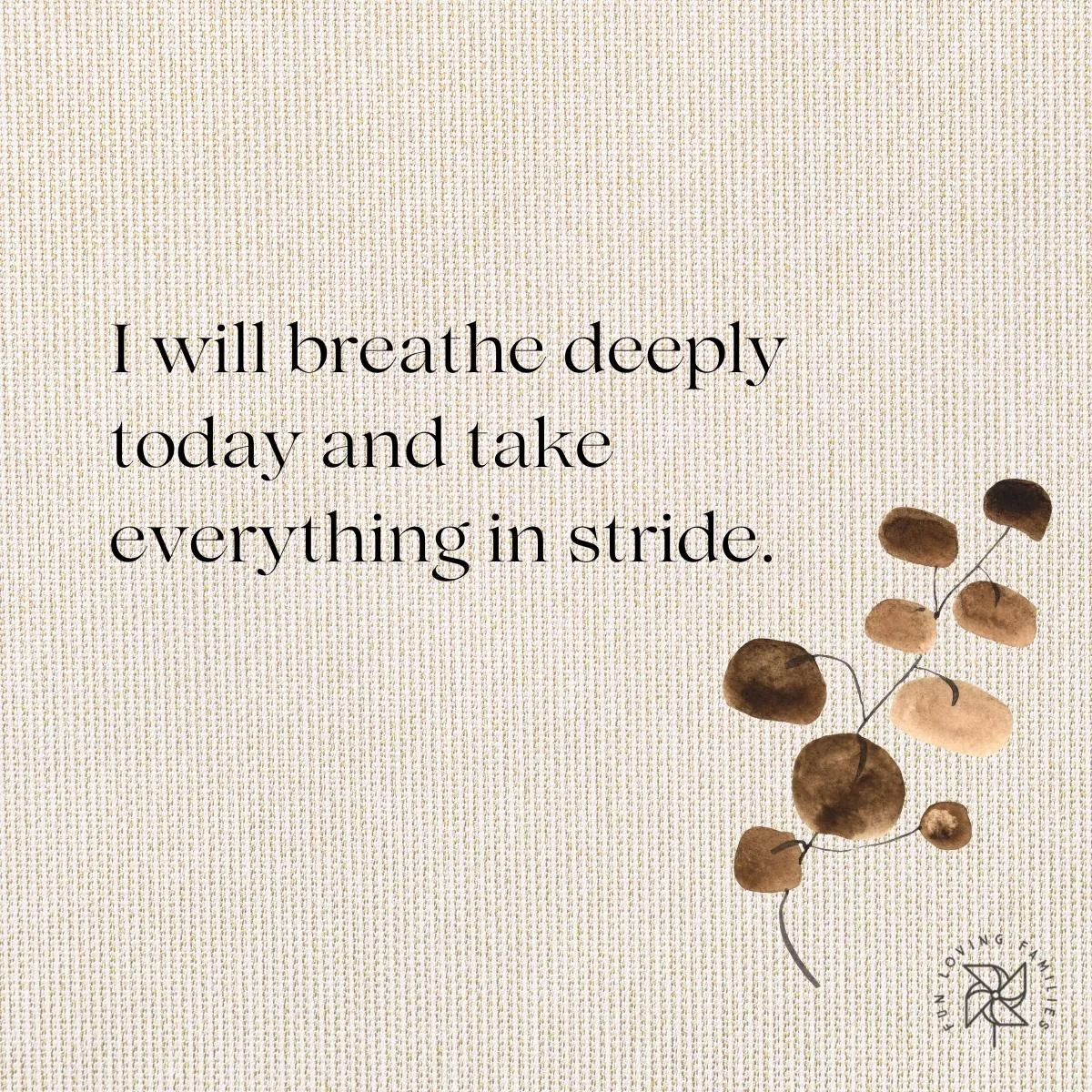 I will breathe deeply today and take everything in stride affirmation