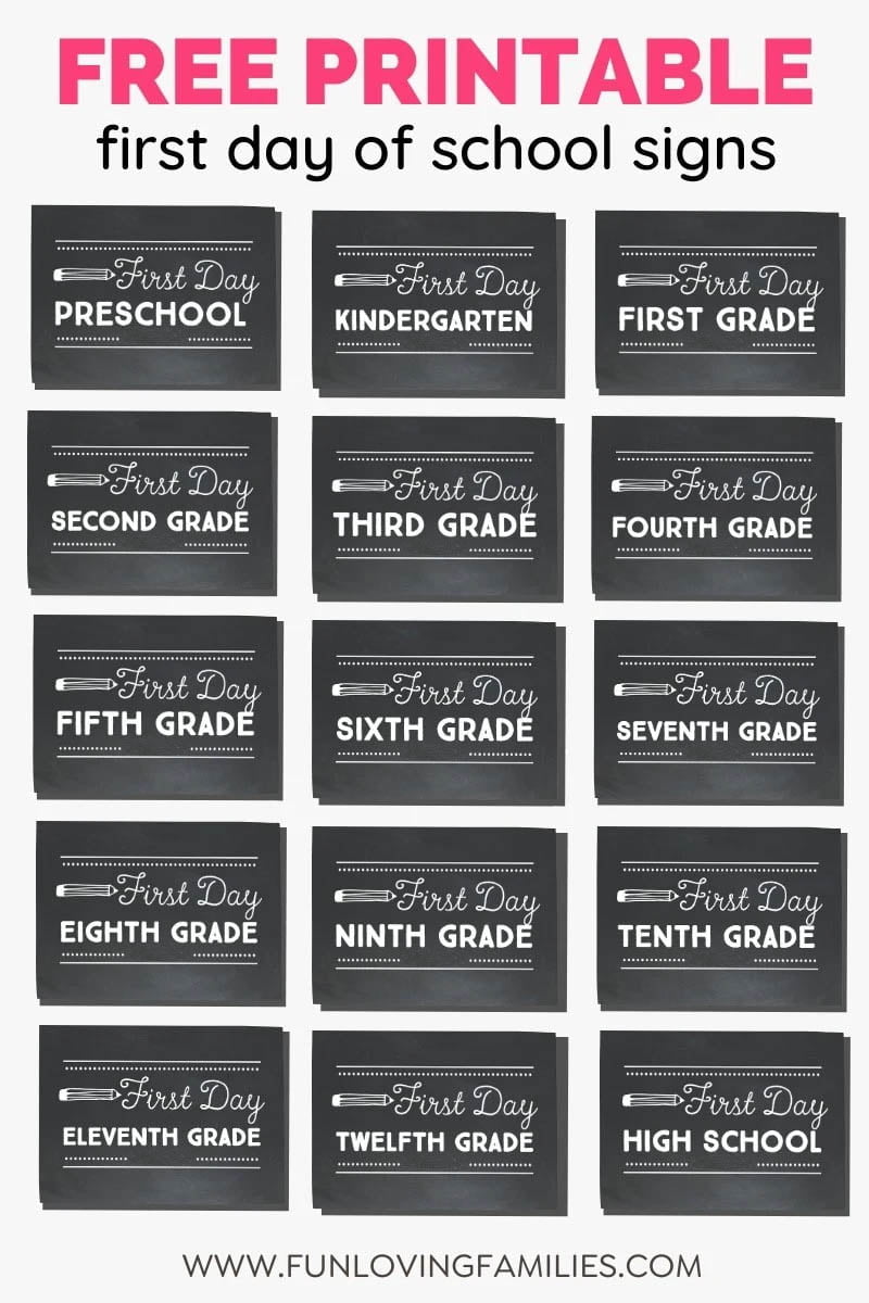 First Day of School Signs 20232024 Free Printables for All Grades