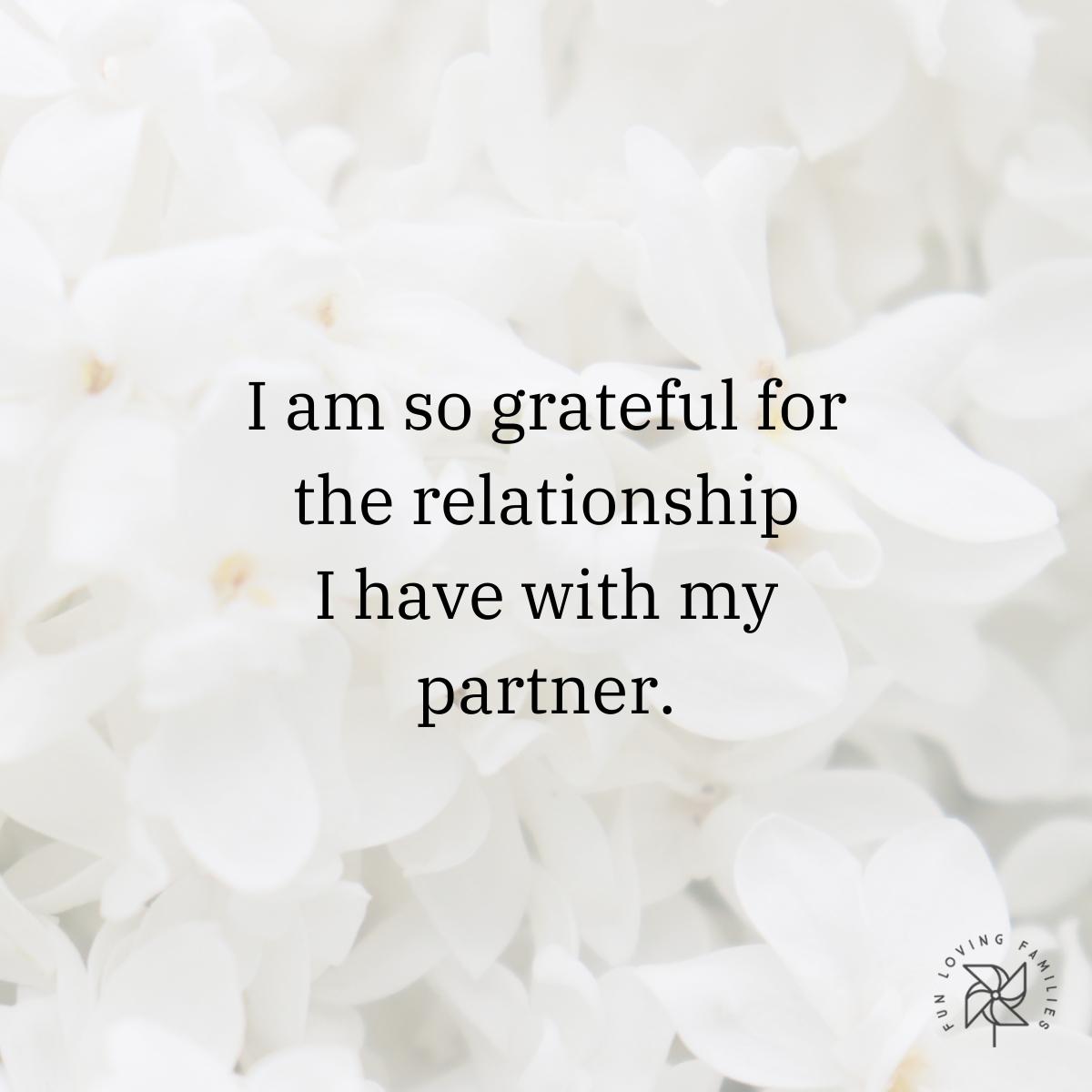 I am so grateful for the relationship I have with my partner affirmation