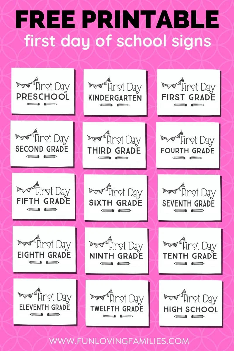 set of free printable signs for first day of school photos 2022