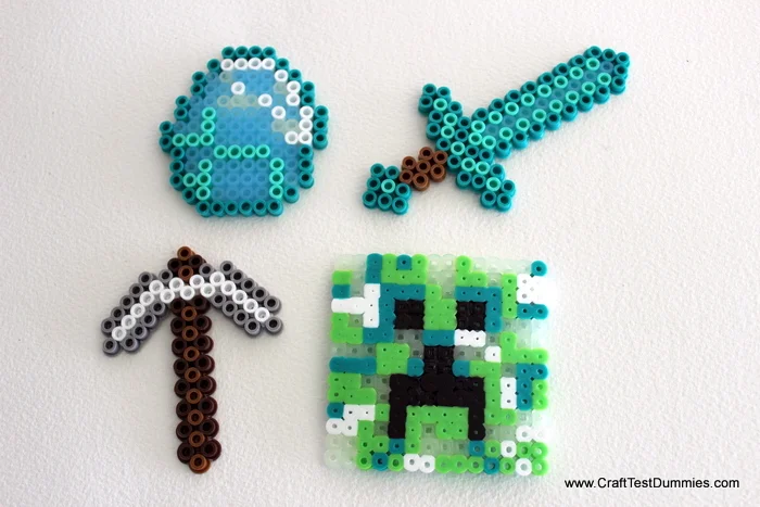 Minecraft Axolotl in Bucket Magnet Set -   Easy perler beads ideas,  Melty bead patterns, Pearl beads pattern