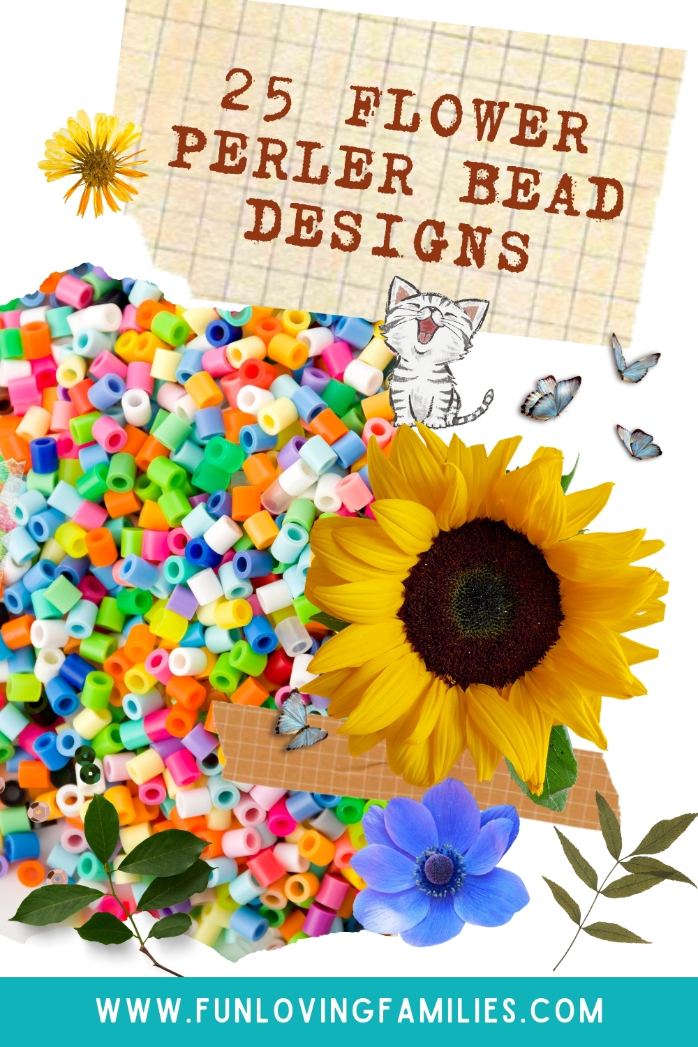 25 Flower Perler Bead Patterns, Designs and Ideas pin image