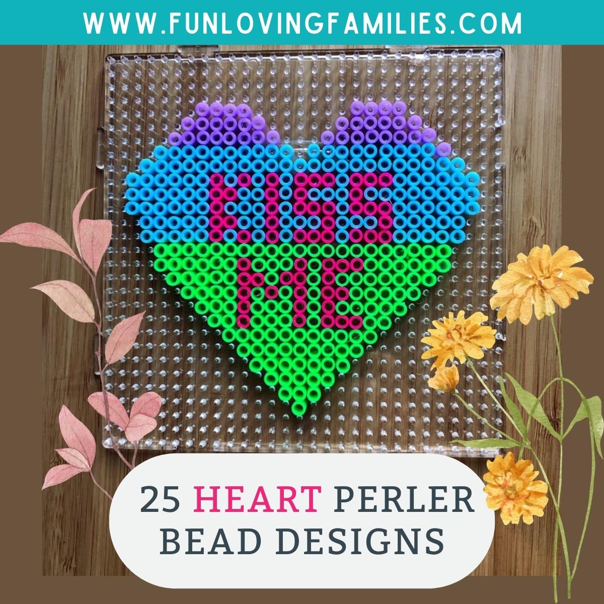 25 Heart Perler Bead Patterns, Designs and Ideas