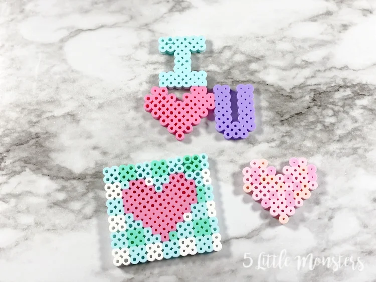 pastel hearts perler beads