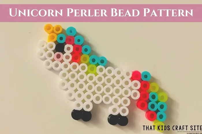 Unicorn with Colorful Mane perler bead