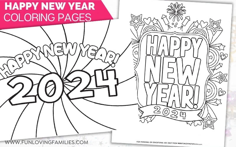 Happy New Year coloring pages for 2024