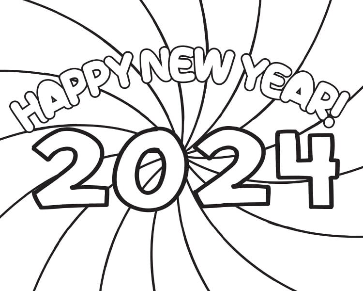 Happy New Year Coloring Pages For 2024 - Fun Loving Families