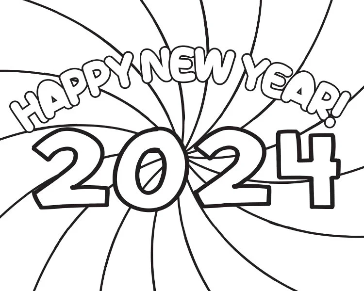 simple New Year coloring sheet for kids