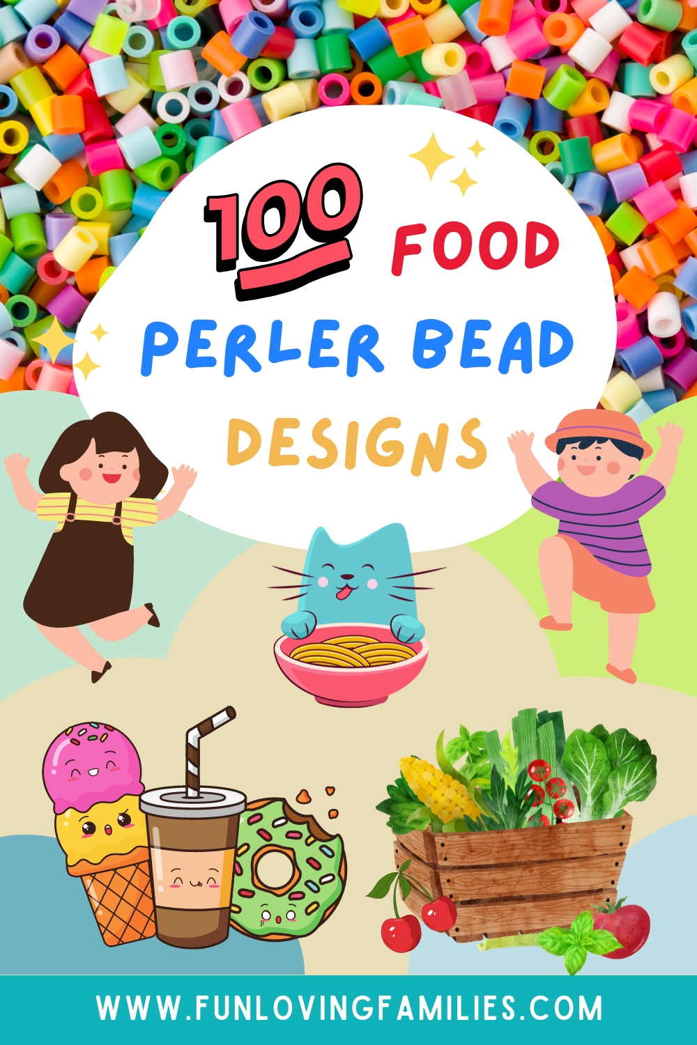 100 Food Perler Bead Patterns, Designs and Ideas pin image