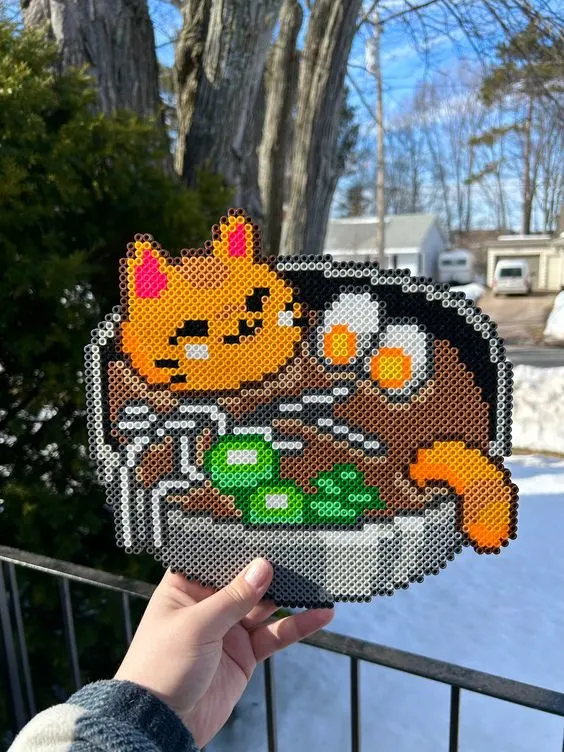 Ramen cat perler bead