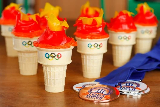 Olympic Torch Ice Cream Cone Cupcakes