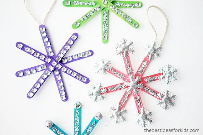 Popsicle Stick Snowflake Ornaments